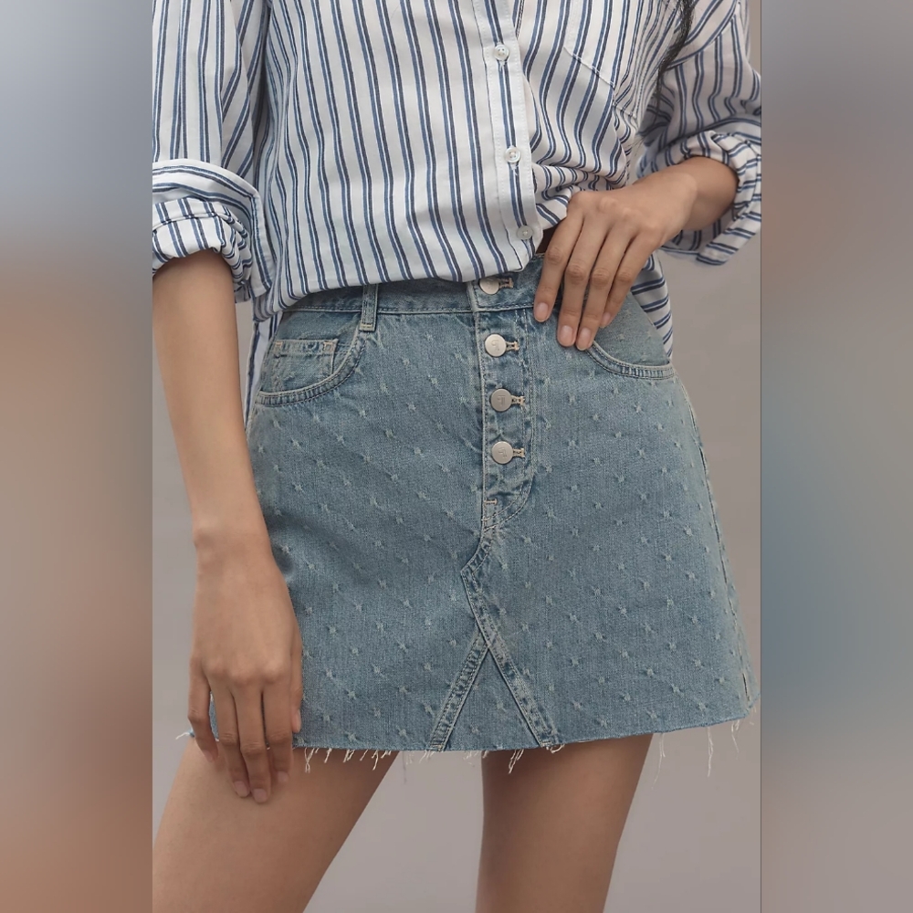 Pilcro Jacquard Denim Mini Skirt